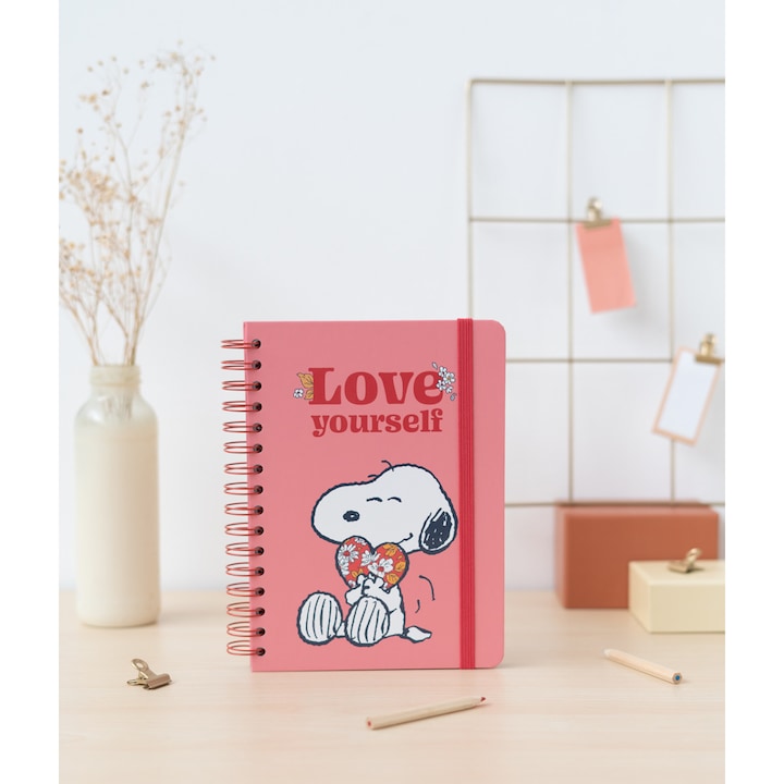Caderno A5 em Espiral Pautado Snoopy Love Yourself