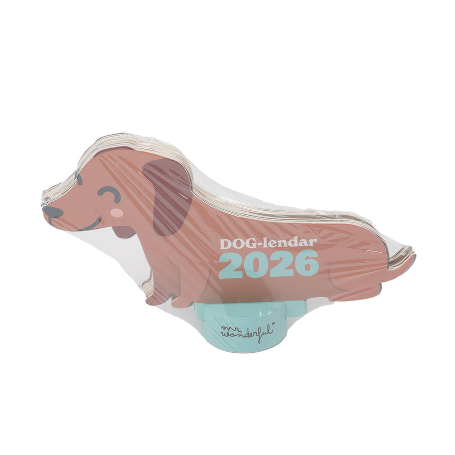 Calendário de Secretária Mr.Wonderful 2026 com base - Cão Salsicha