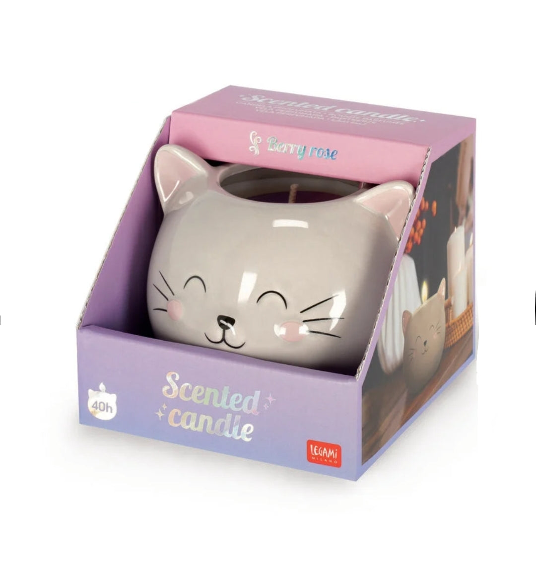 Vela Gato Legami Aroma Bagas Rosa