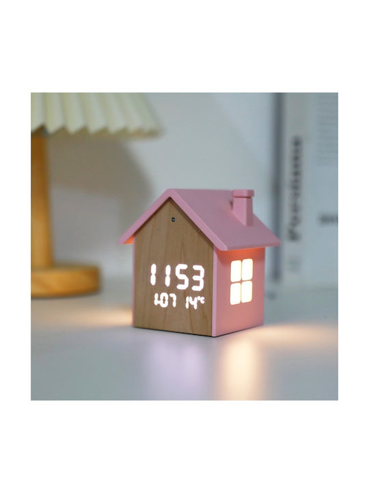 Relógio Despertador Led Casinha Rosa Itotal