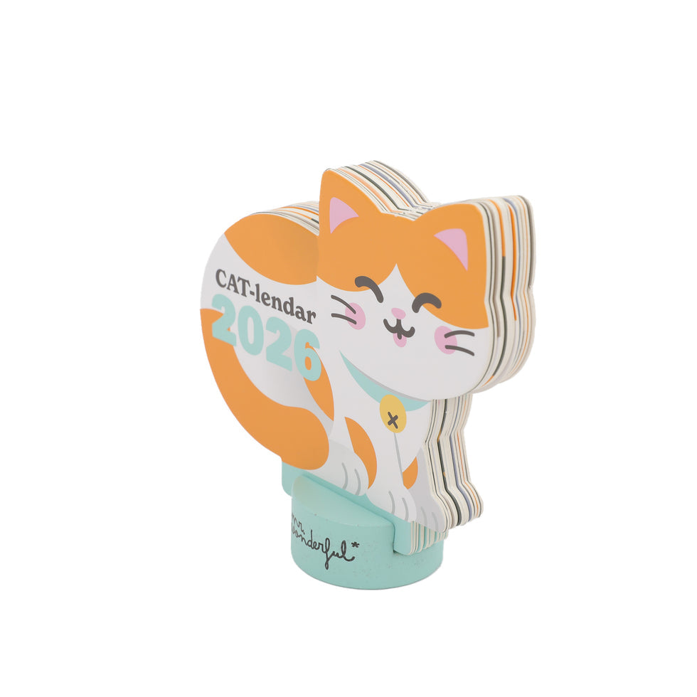 Calendário de Secretária Mr.Wonderful 2026 com base - MEOW-lendar