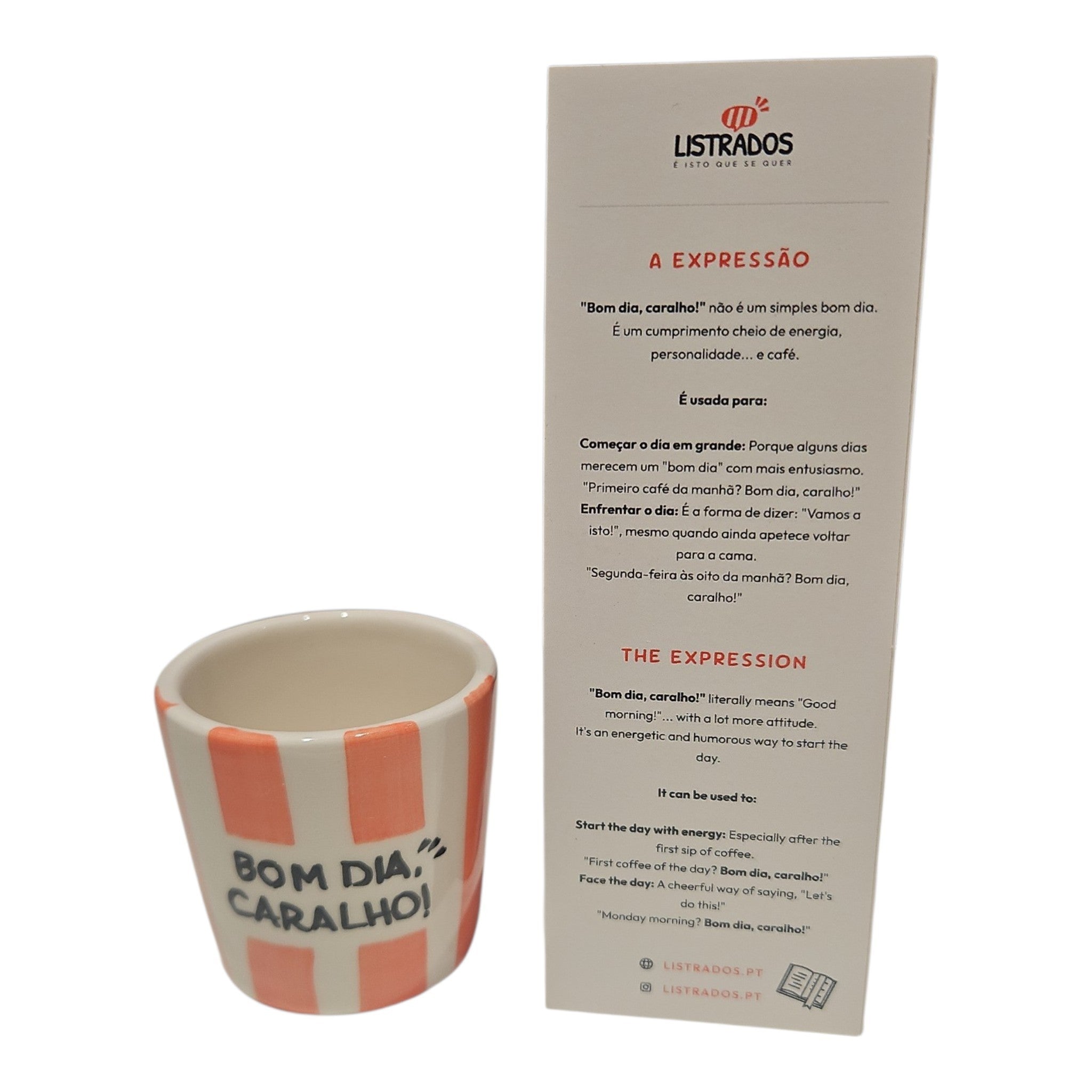 Copo Café "Bom Dia Caralho" e Marcador de Livros Listrados