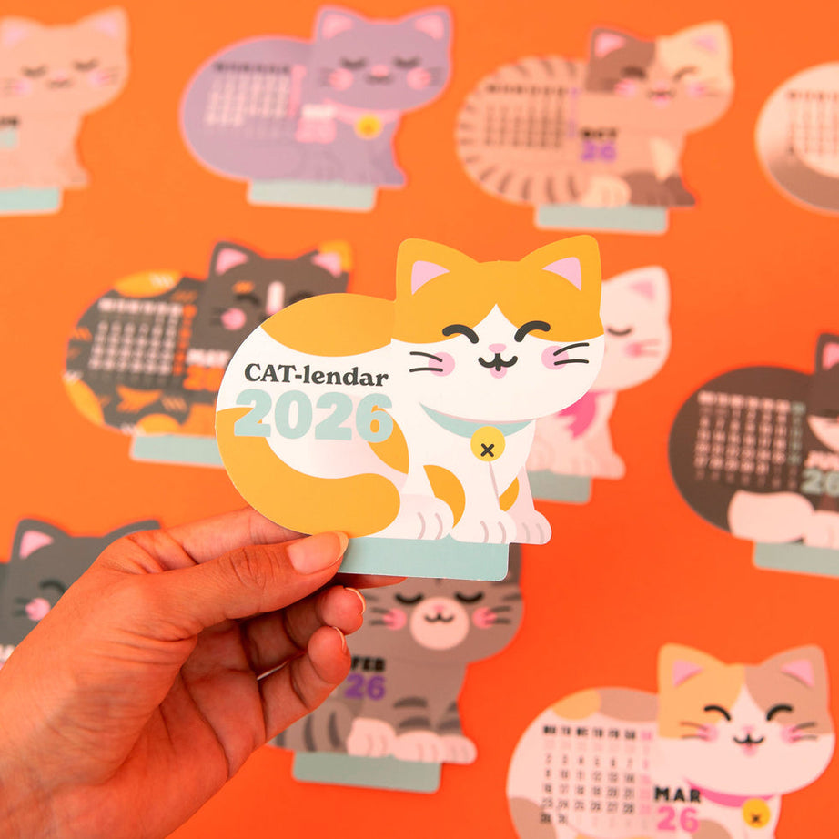 Calendário de Secretária Mr.Wonderful 2026 com base - MEOW-lendar
