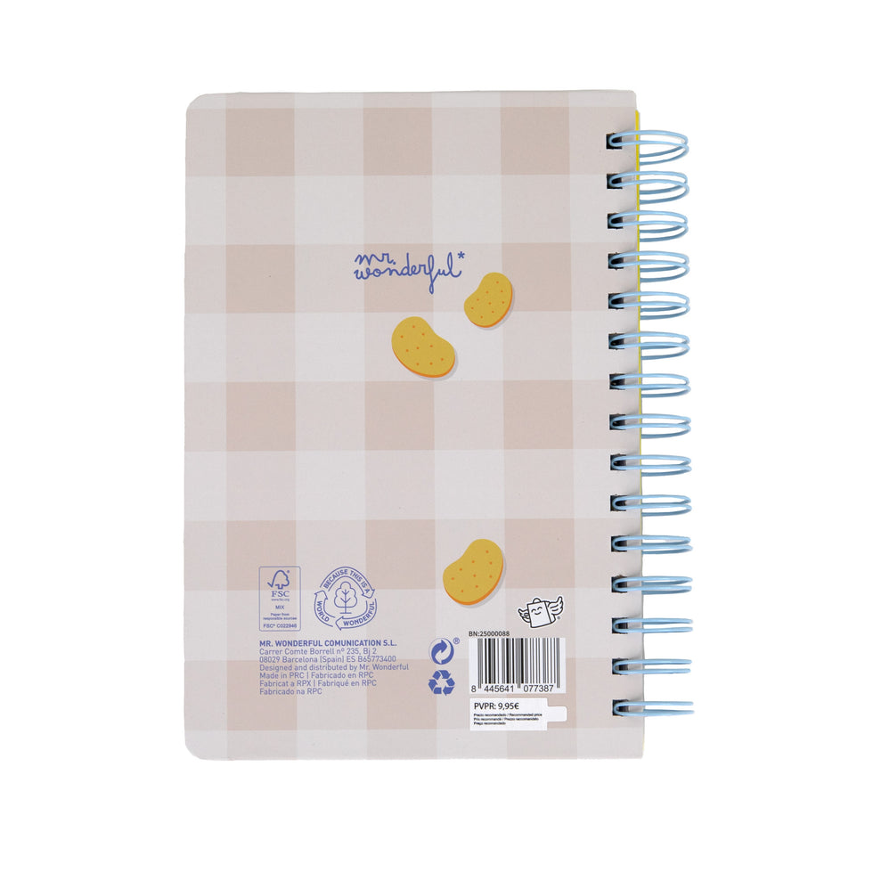 Caderno Squishy Liso Espiral A5 Guaxinim Lazy Mr.Wonderful