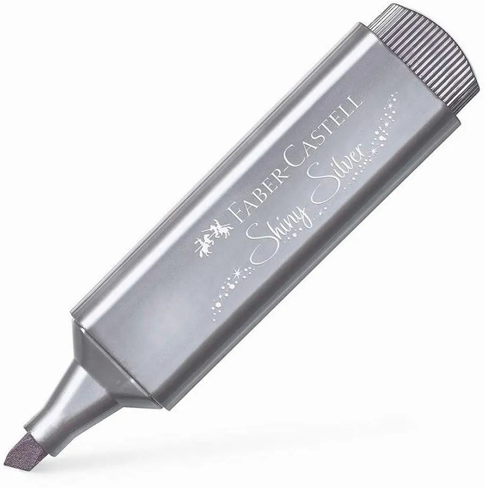 Sublinhador Metálico Prateado Brilhante com Glitter Faber-Castell