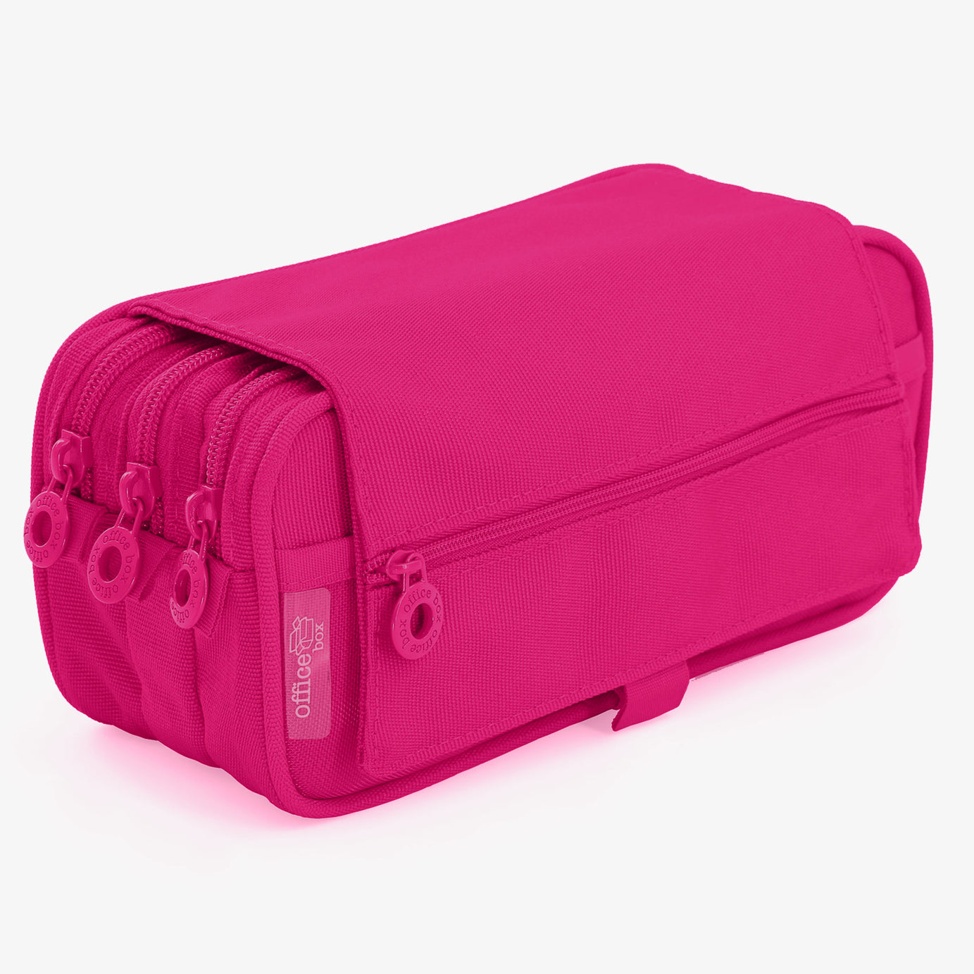 Estojo Triplo com Várias Divisórias Rosa Neon