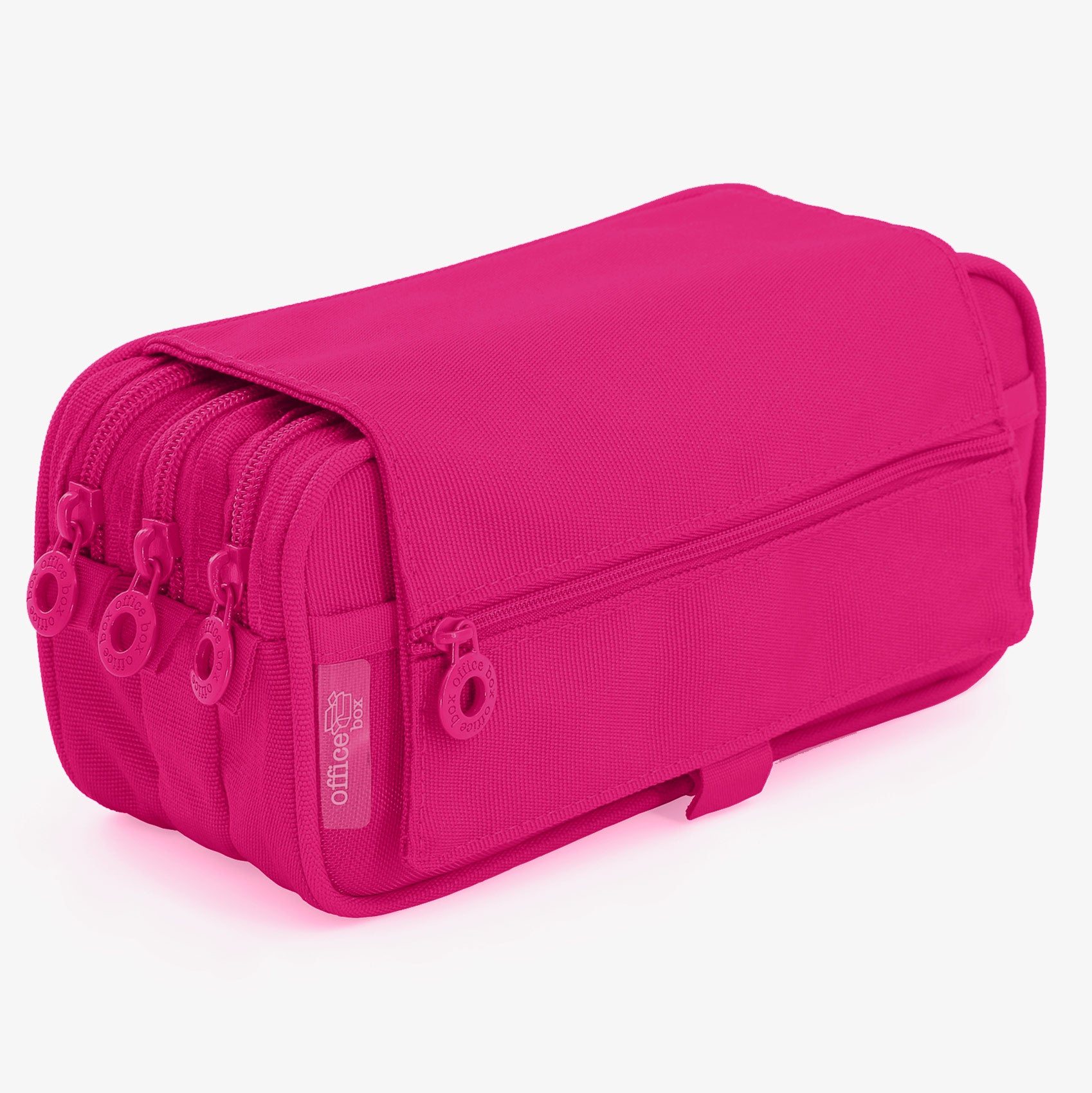 Estojo Triplo com Várias Divisórias Rosa Neon