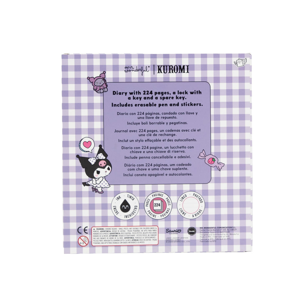 Diário Secreto + Caneta Apagável Kuromi Mr.Wonderful