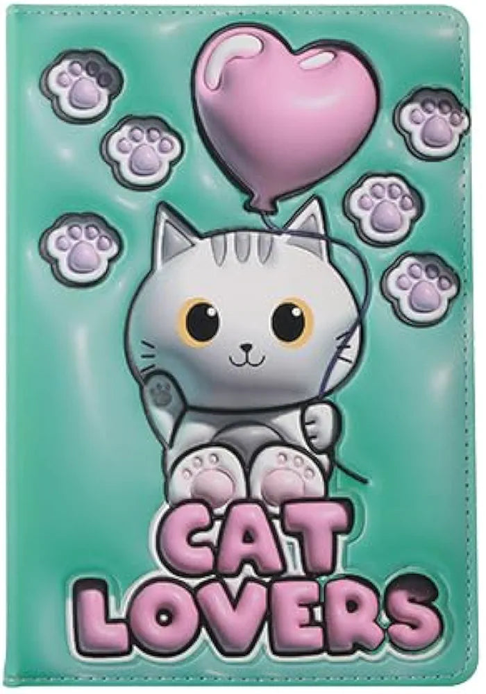Caderno 3D A5 Gato Branco Folhas Lisas Itotal