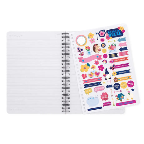 Caderno A5 em Espiral Pautado com Folha de Autocolantes Flores Legami
