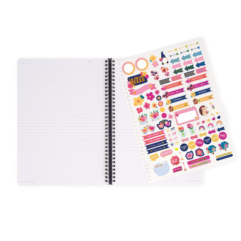 Caderno A4 em Espiral Pautado com Folha de Autocolantes Flores Legami
