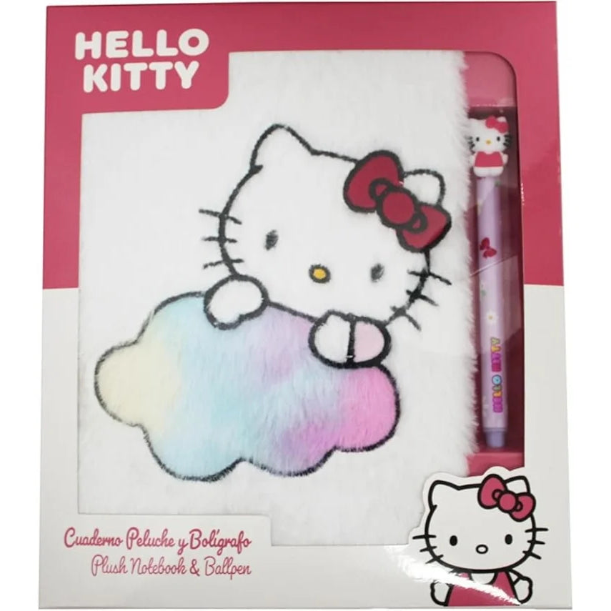 Conjunto Caderno em Pelúcia e Caneta Hello Kitty