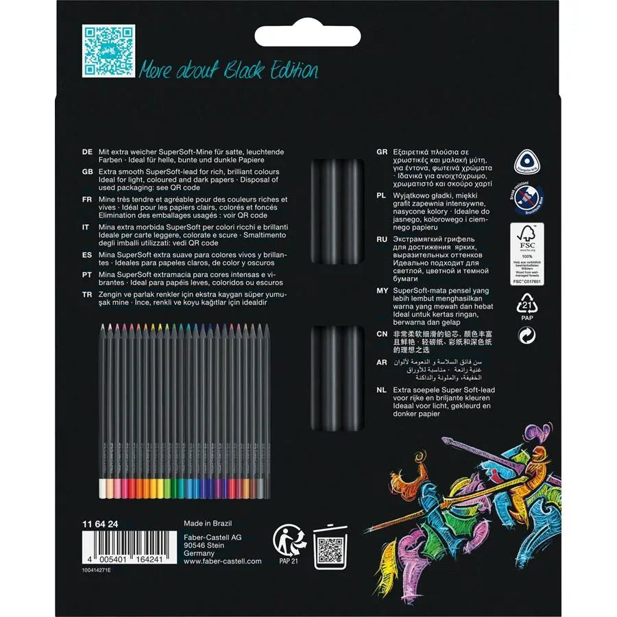 Conjunto 24 Lápis Colorir Black Edição Faber-Castell