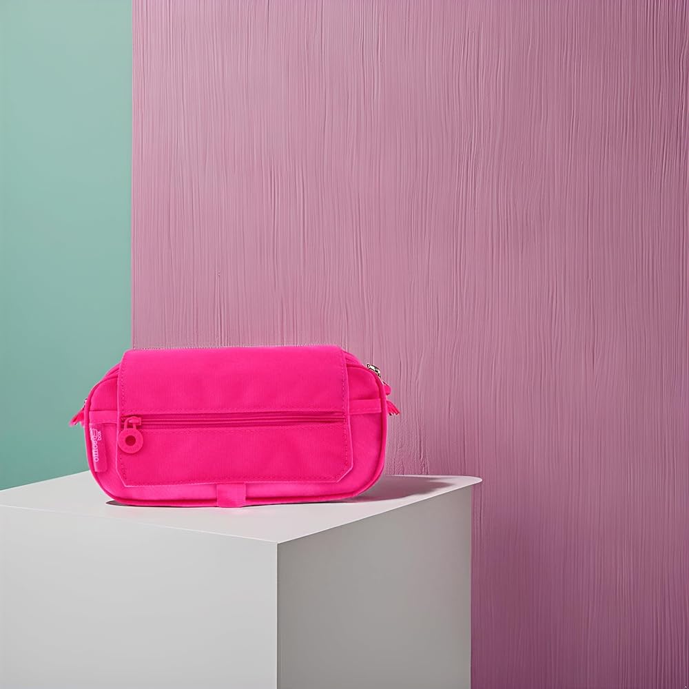 Estojo Triplo Rosa com Várias Divisórias