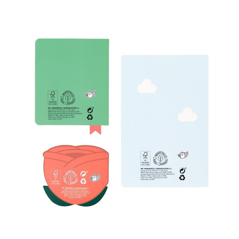 Conjunto 3 Cadernos/Blocos Notas Dia do Livro e a Rosa Mr.Wonderful