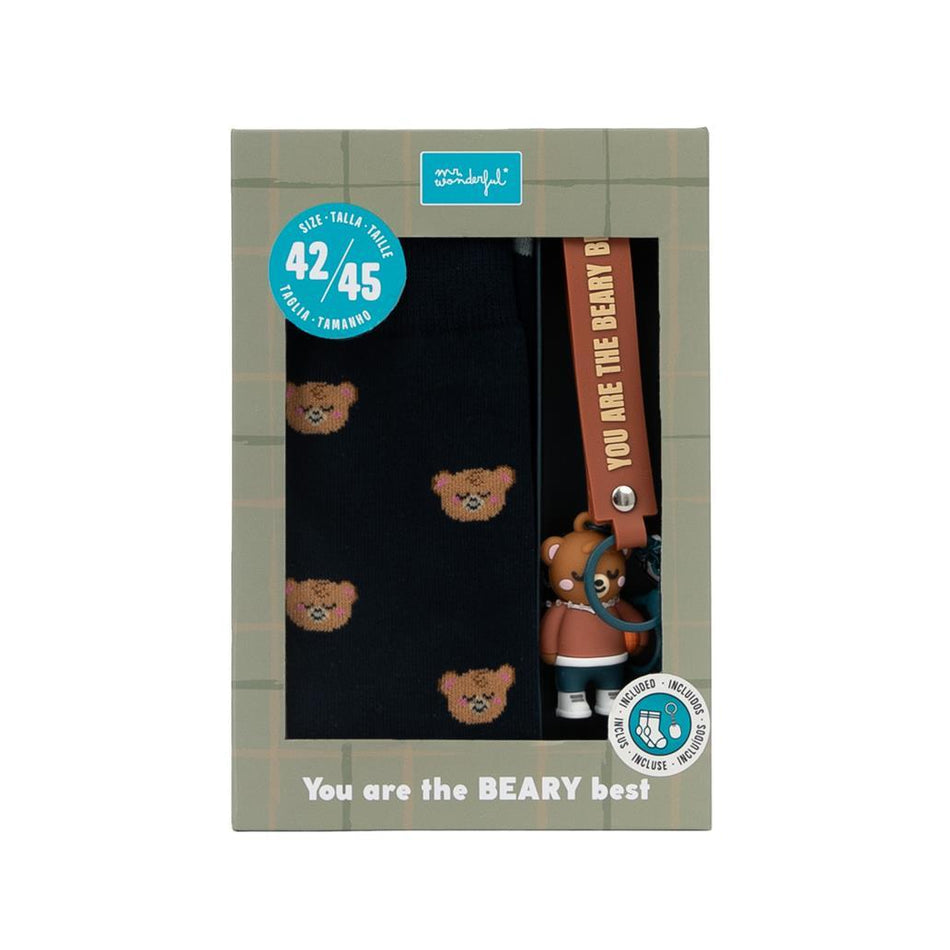 Conjunto Porta Chaves e Meias Tamanho 42-45 Urso "You are the Beary Best" Mr.Wonderful