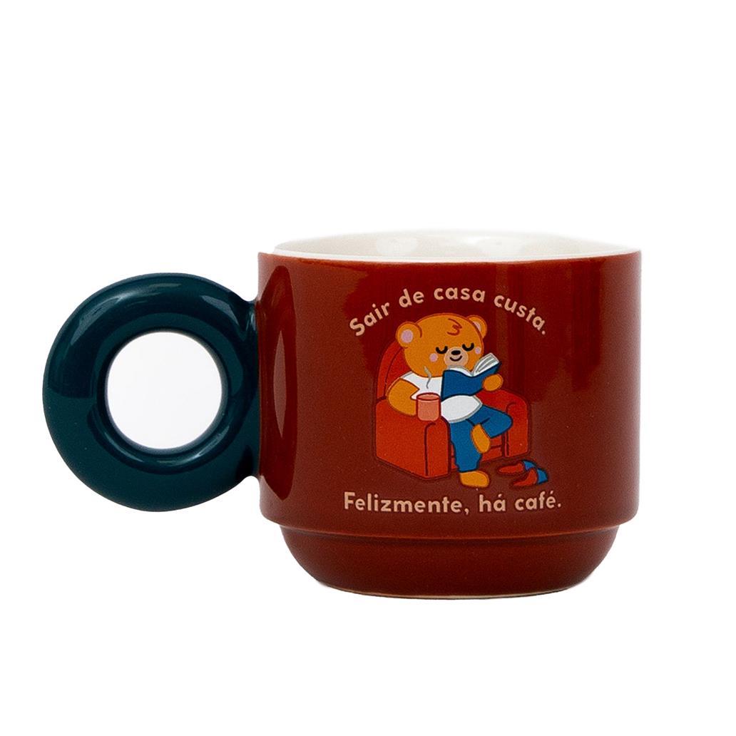 Caneca Urso "Saír de Casa Custa. Felizmente, Há Café" Mr.Wonderful
