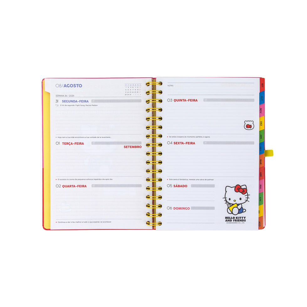 Agenda Semanal 2026/2027 Mr.Wonderful Hello Kitty & Friends "Somos a Melhor Equipa"