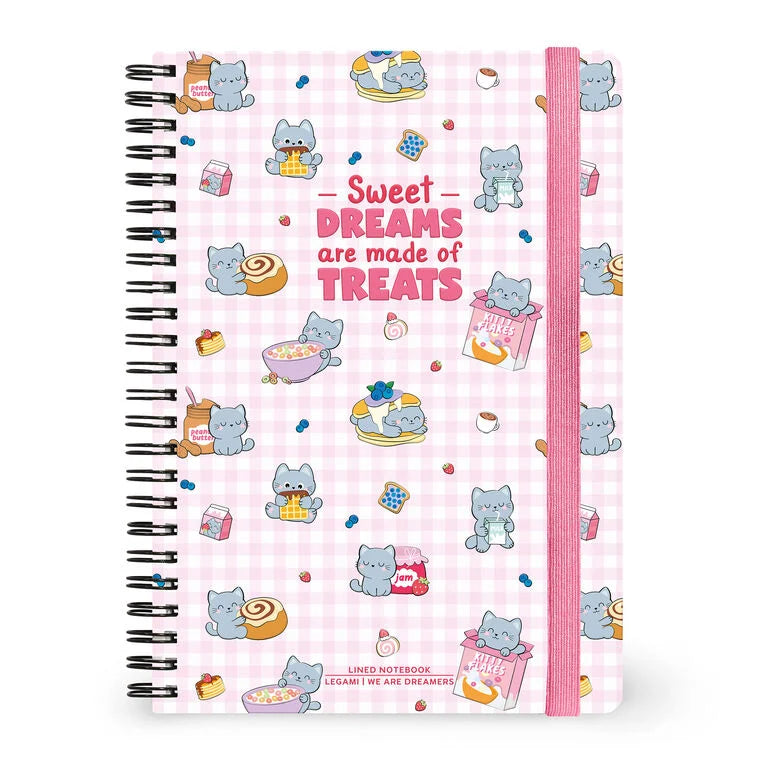 Caderno A5 em Espiral Pautado com Folha de Autocolantes Gato Legami