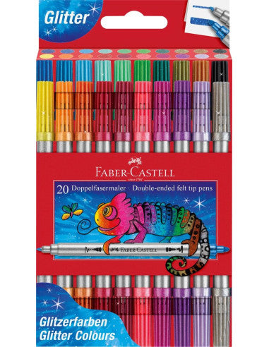 20 Marcadores com Glitter Dupla Ponta Faber-Castell