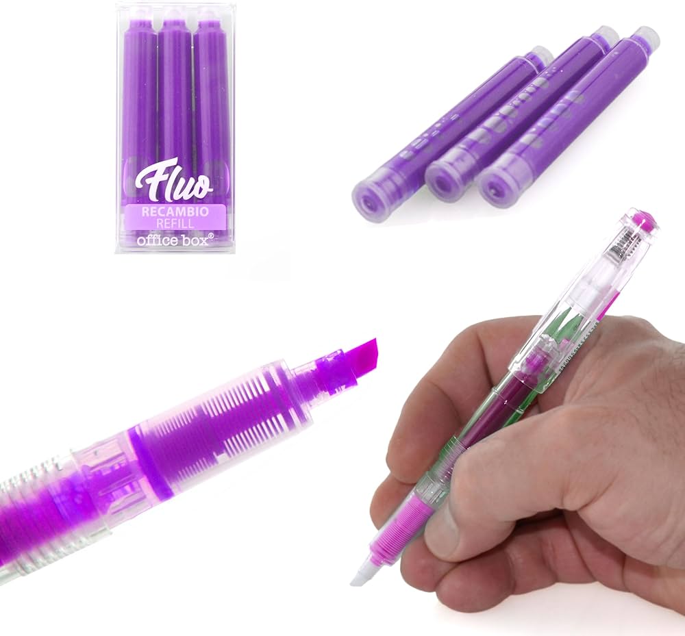 Conjunto 3 Recargas Lilás para Sublinhador Office Box