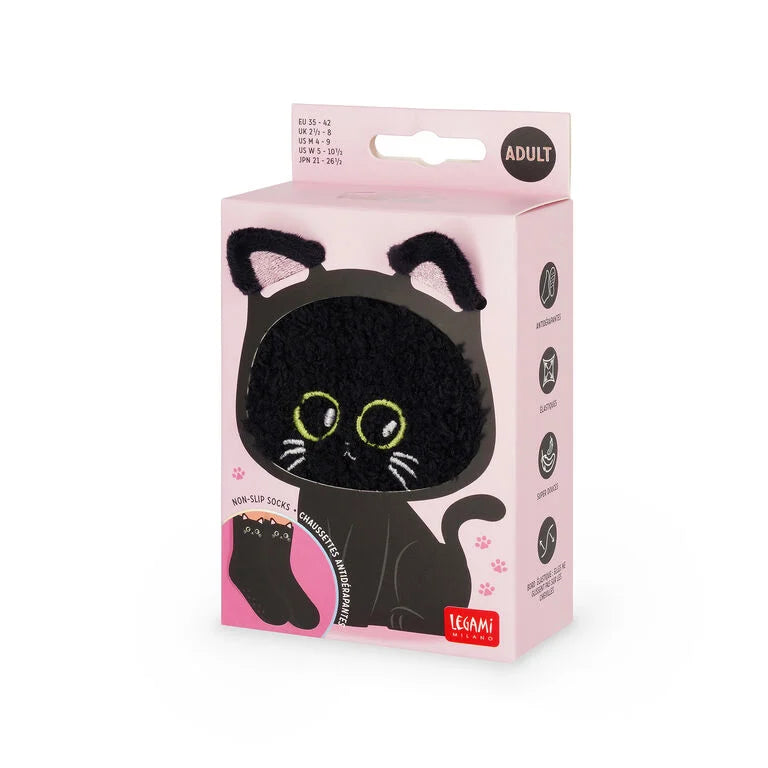 Meias Antiderrapante 3D Gato Preto Tamanho 35-42 Legami