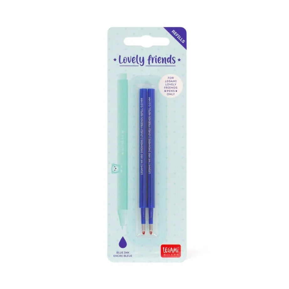 Kit 2 Recargas Azul Caneta Lovely Friends Legami
