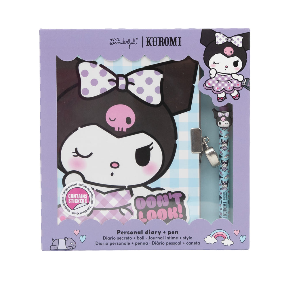 Diário Secreto + Caneta Apagável Kuromi Mr.Wonderful