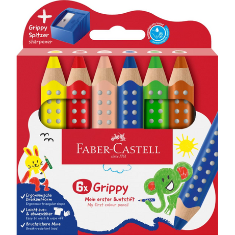 Conjunto 6 Lápis Colorir Grippy Multisuperfície com Afia Faber-Castell