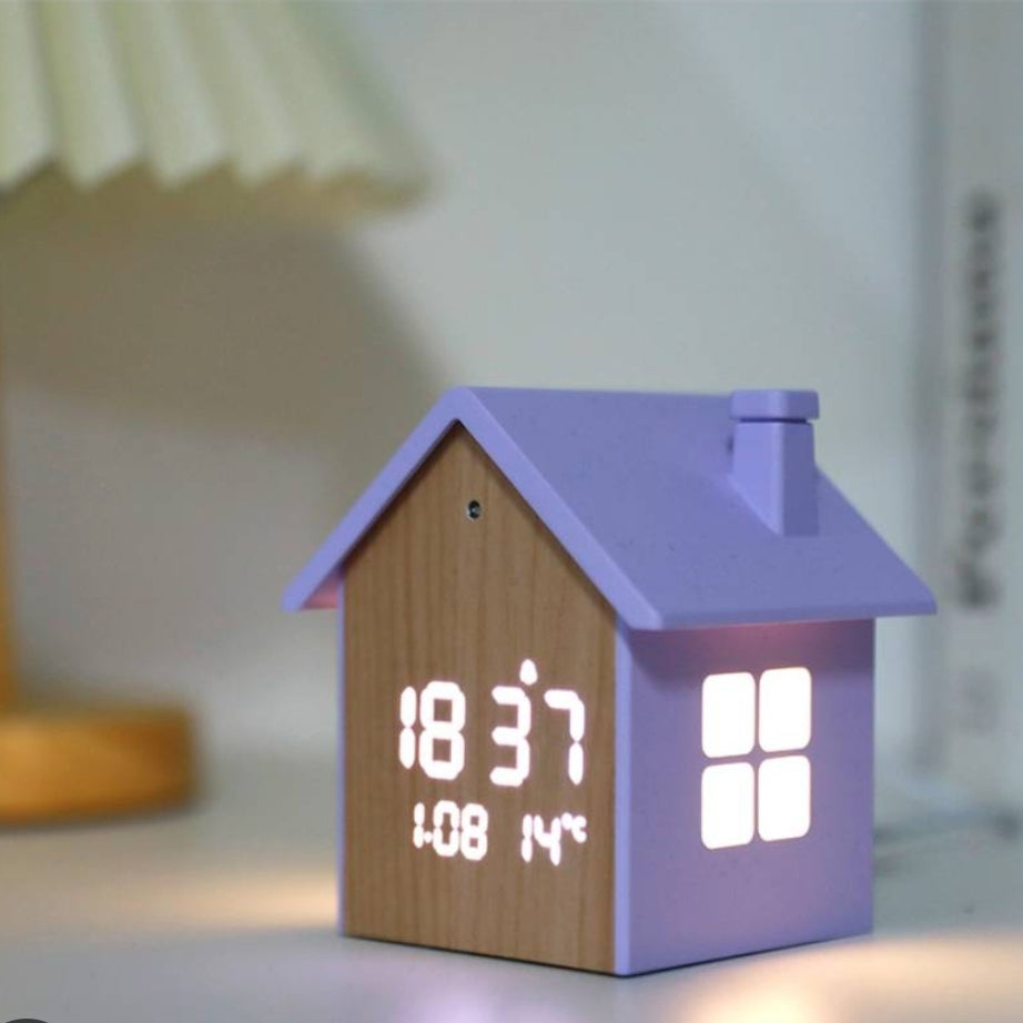 Relógio Despertador LED Casinha Lilás Itotal