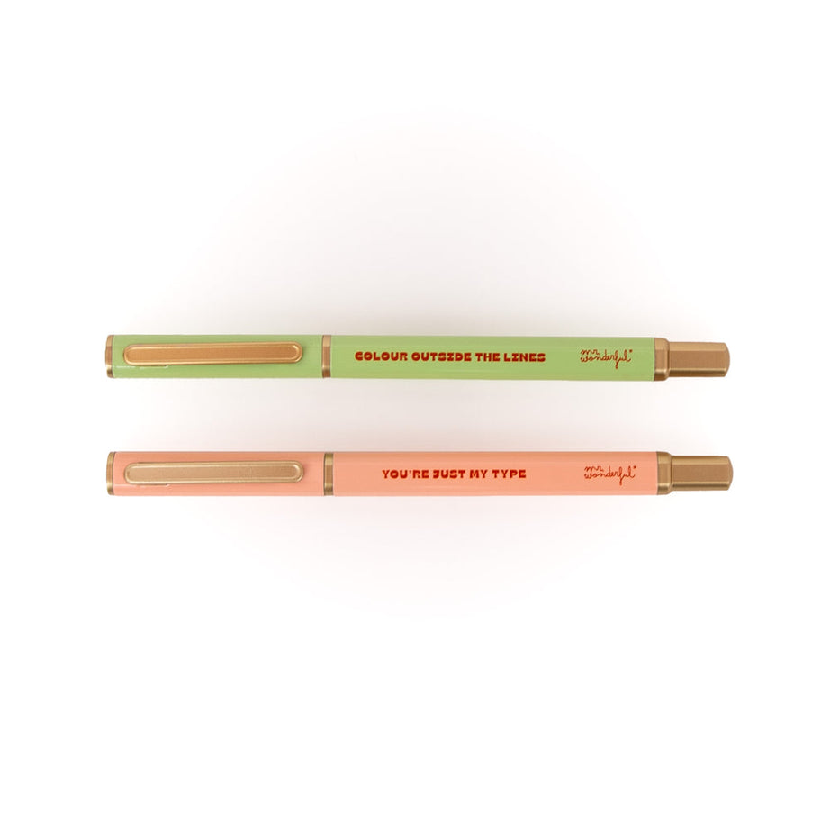 Conjunto 2 Canetas "Color Outside The Lines" e " You're Just my Type" Mr.Wonderful