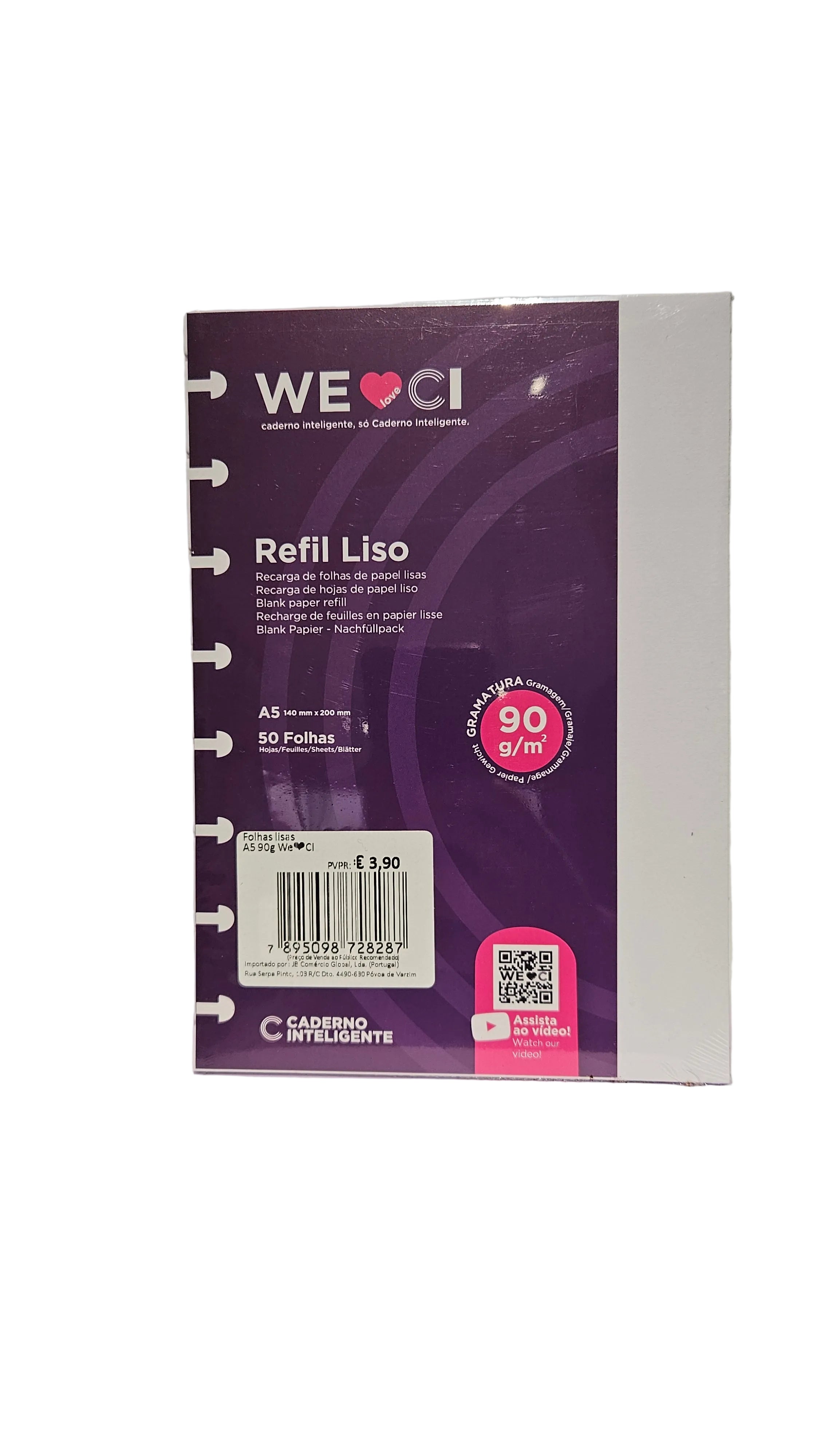 Recarga Caderno Inteligente A5 Folhas Lisas 90g