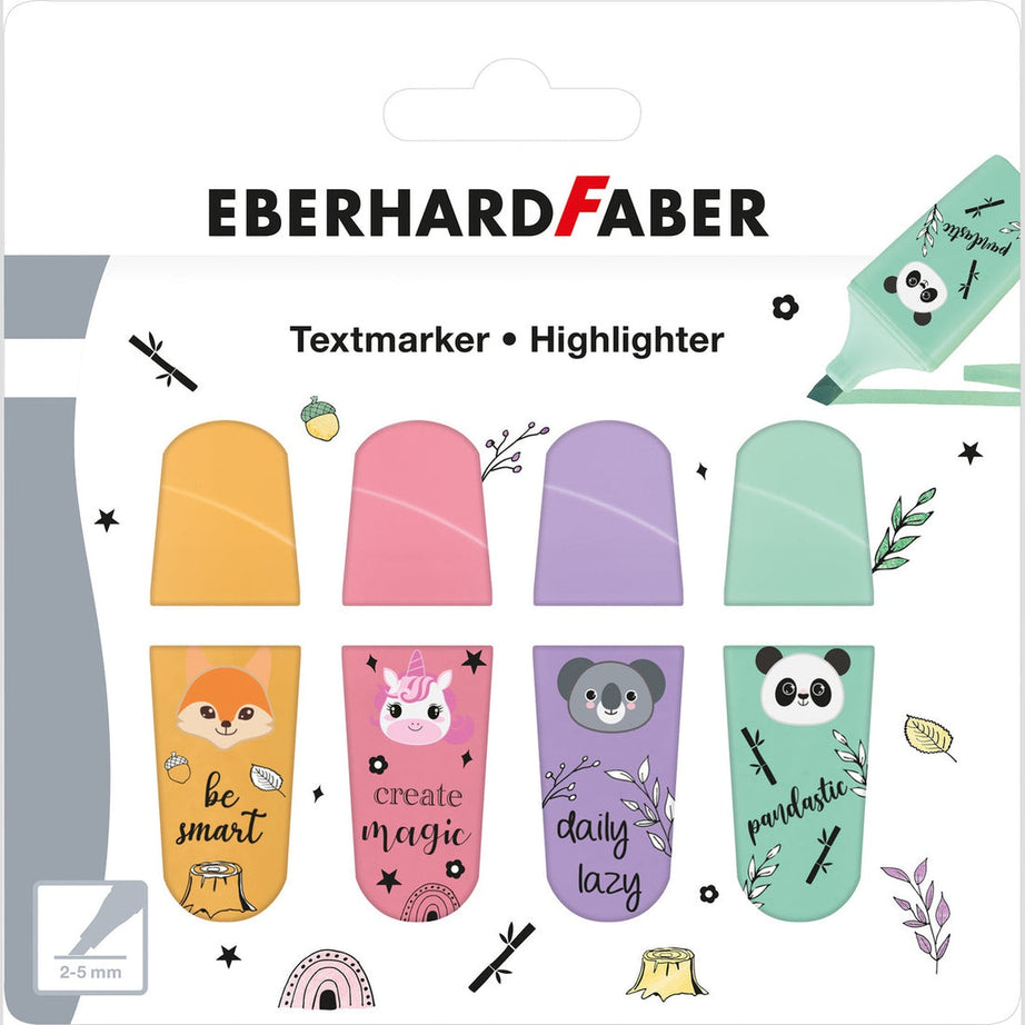 Conjunto 4 Sublinhadores Tons Pastel Animais EberhardFaber