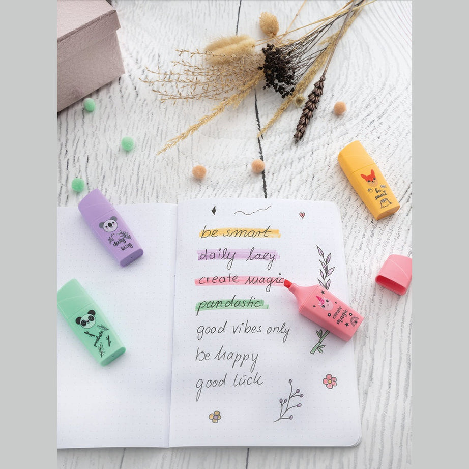 Conjunto 4 Sublinhadores Tons Pastel Animais EberhardFaber