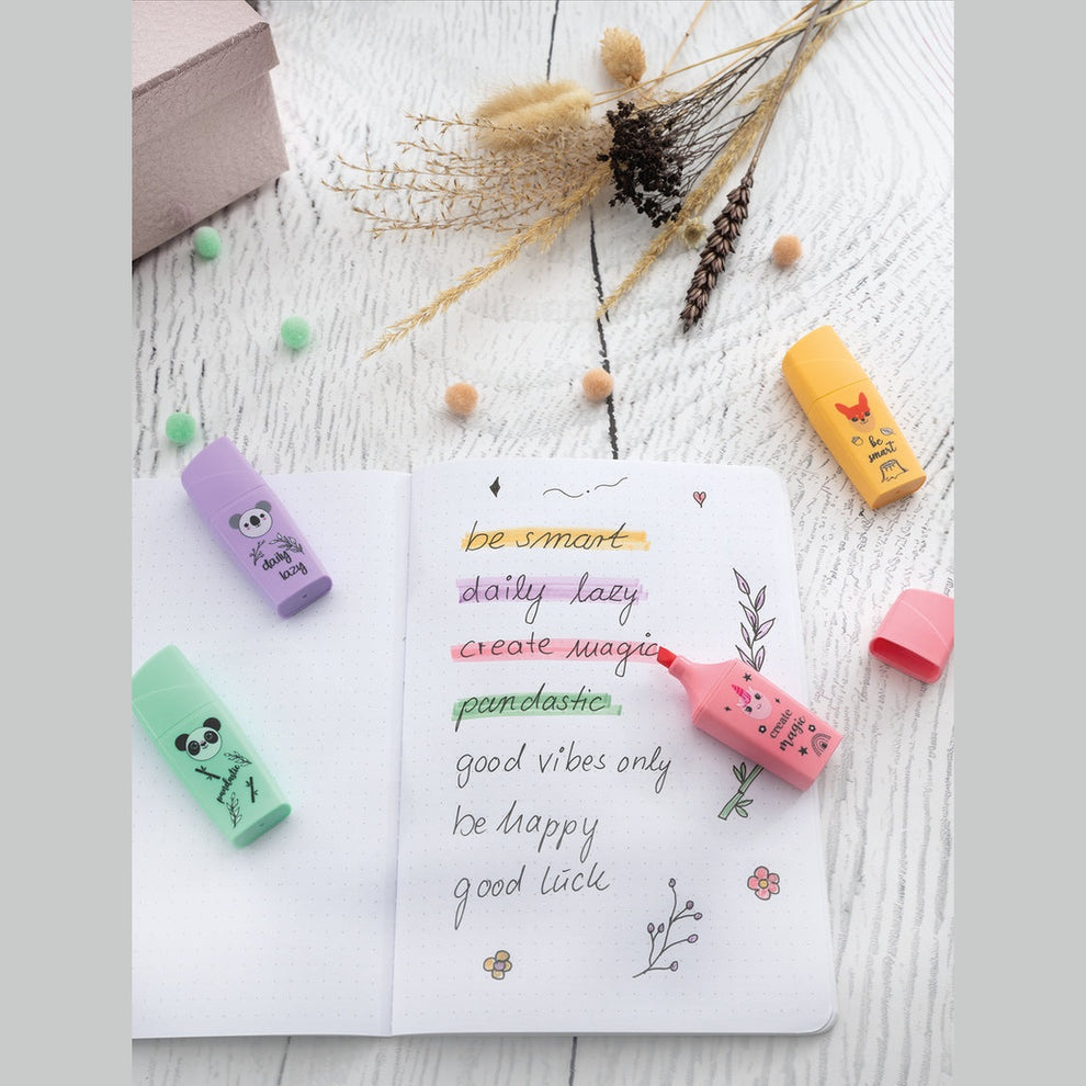 Conjunto 4 Sublinhadores Tons Pastel Animais EberhardFaber