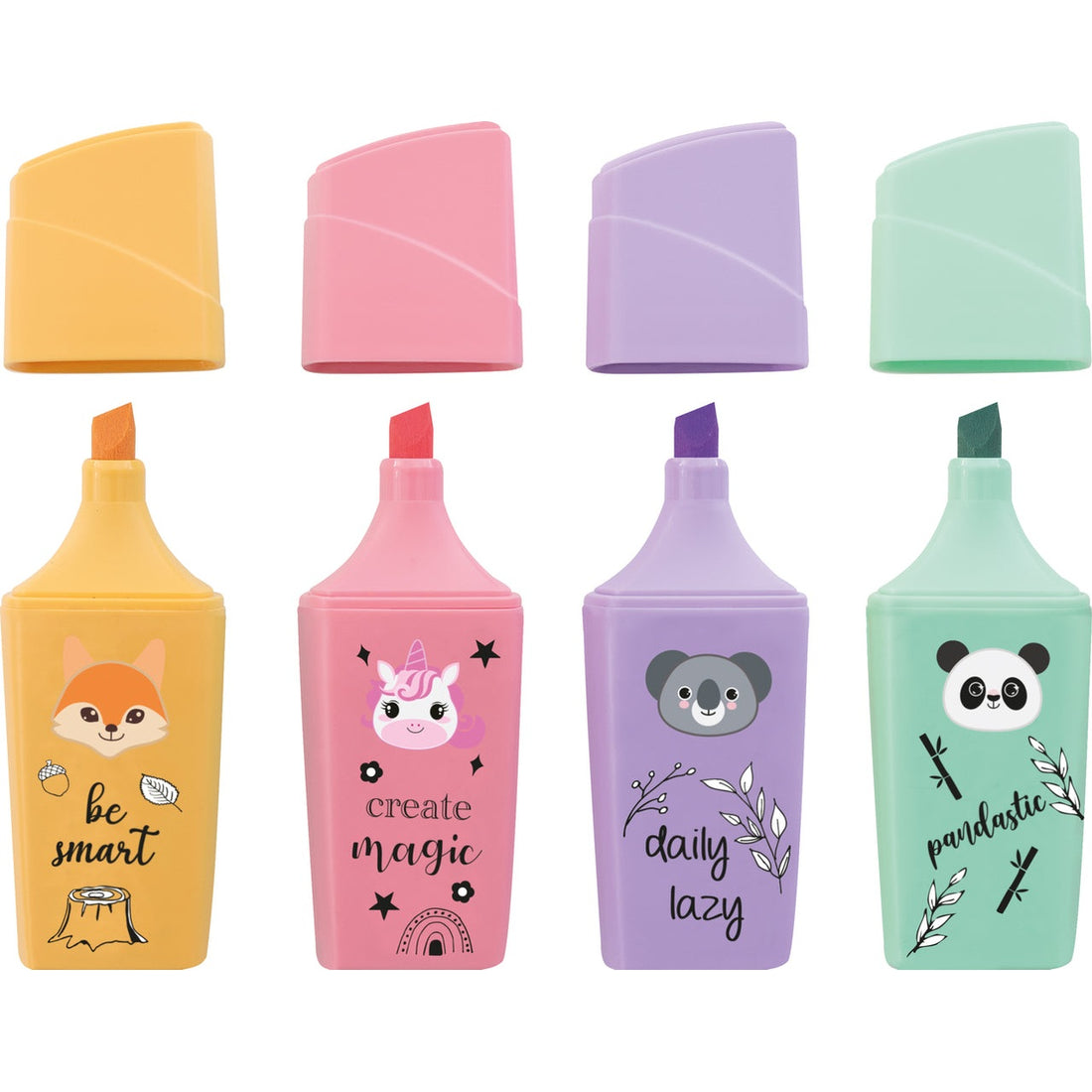 Conjunto 4 Sublinhadores Tons Pastel Animais EberhardFaber