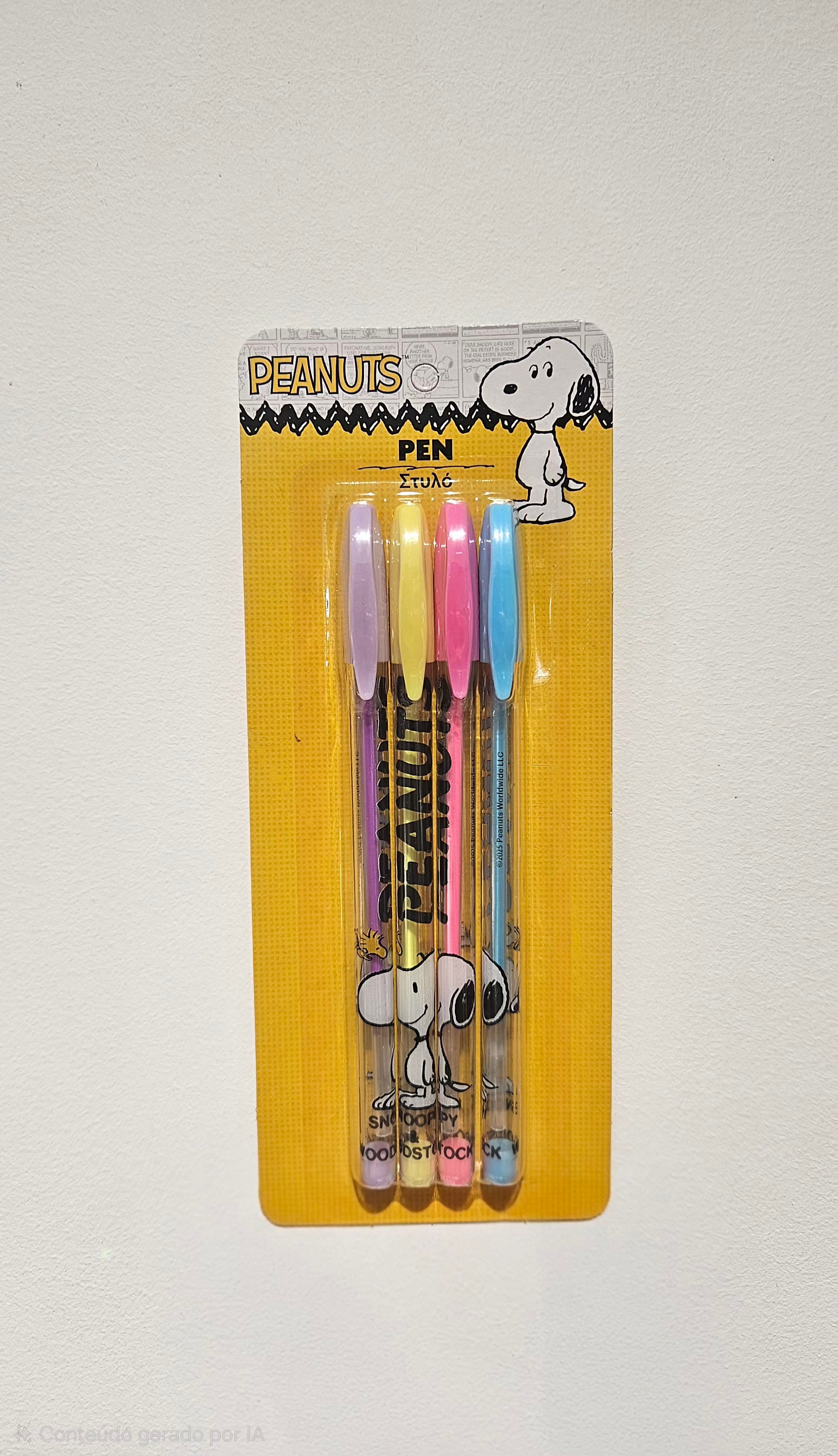 Conjunto 4 Canetas de Gel Snoopy Tons Pastel