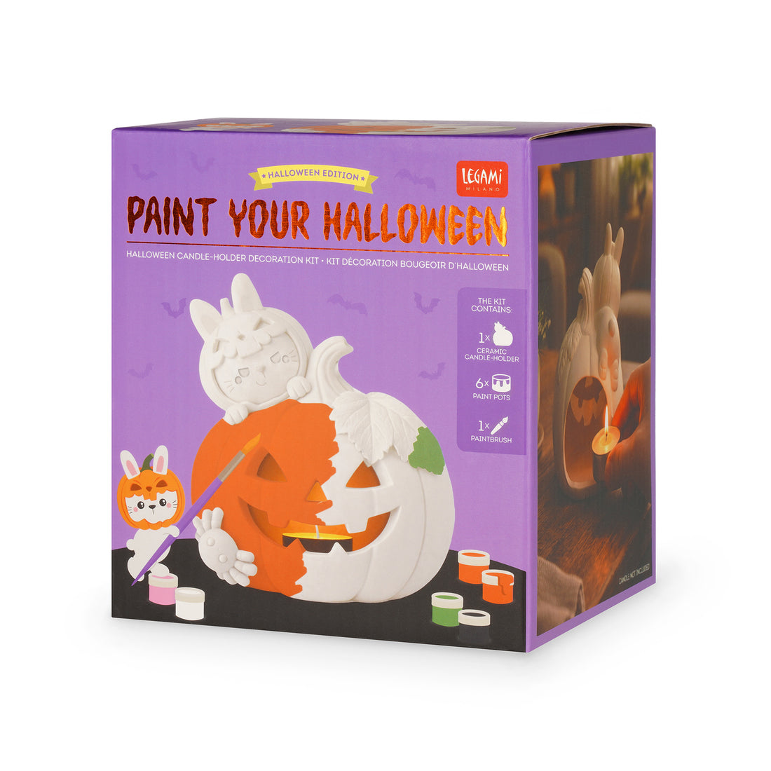 Brevemente -kit de Pintura e  Suporte de Velas para Colorir Halloween Legami