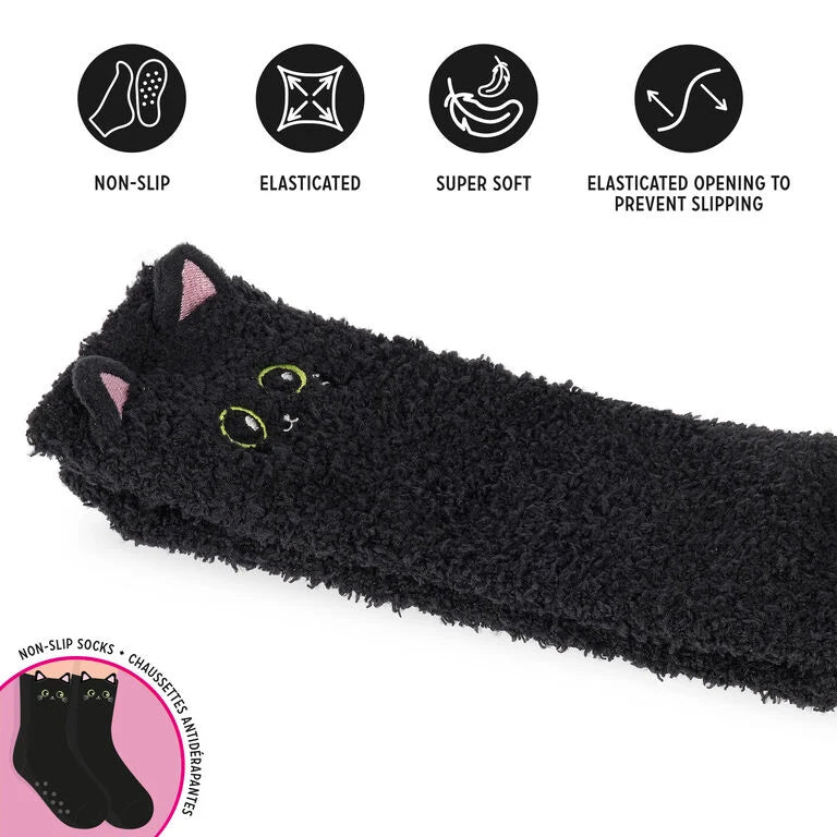 Meias Antiderrapante 3D Gato Preto Tamanho 26-34 Legami