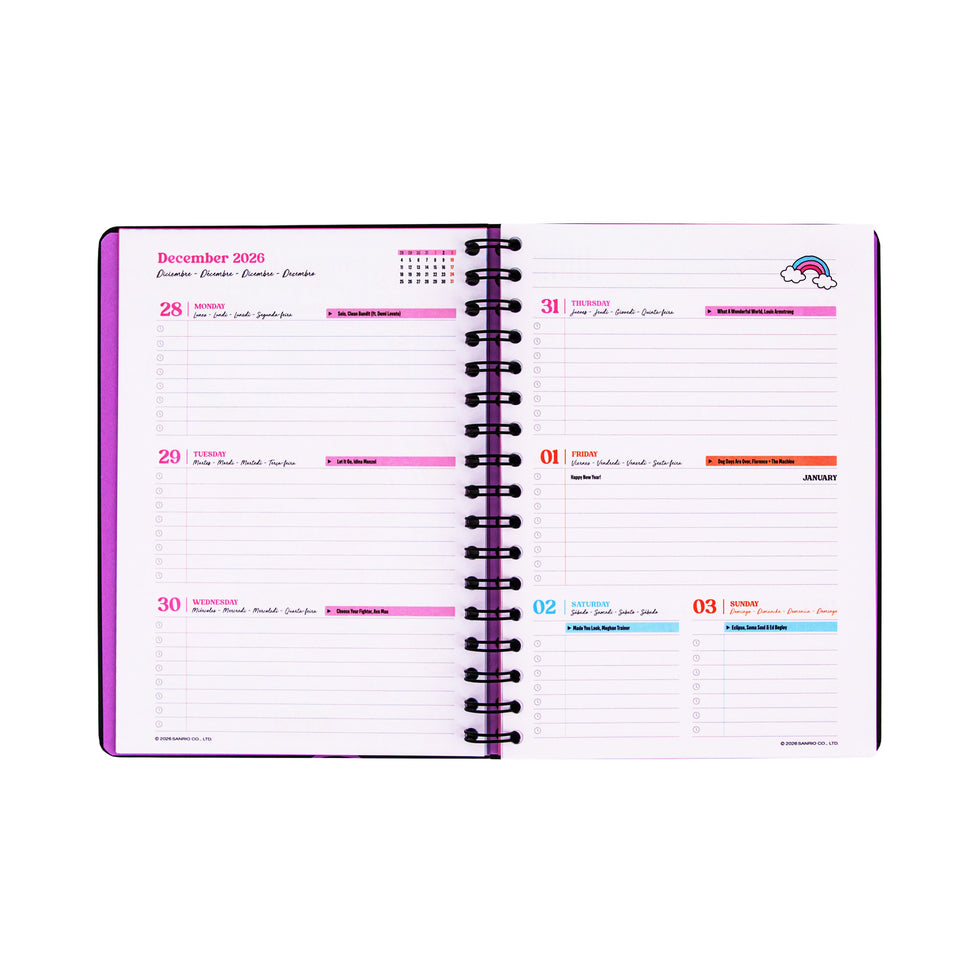 Agenda Semanal 2027 Multilingue Mr.Wonderful Kuromi