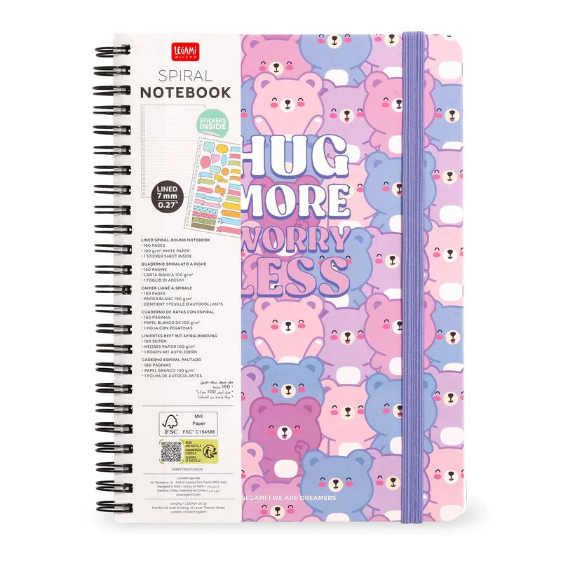 Caderno A4 Pautado Espiral Ursinho Legami