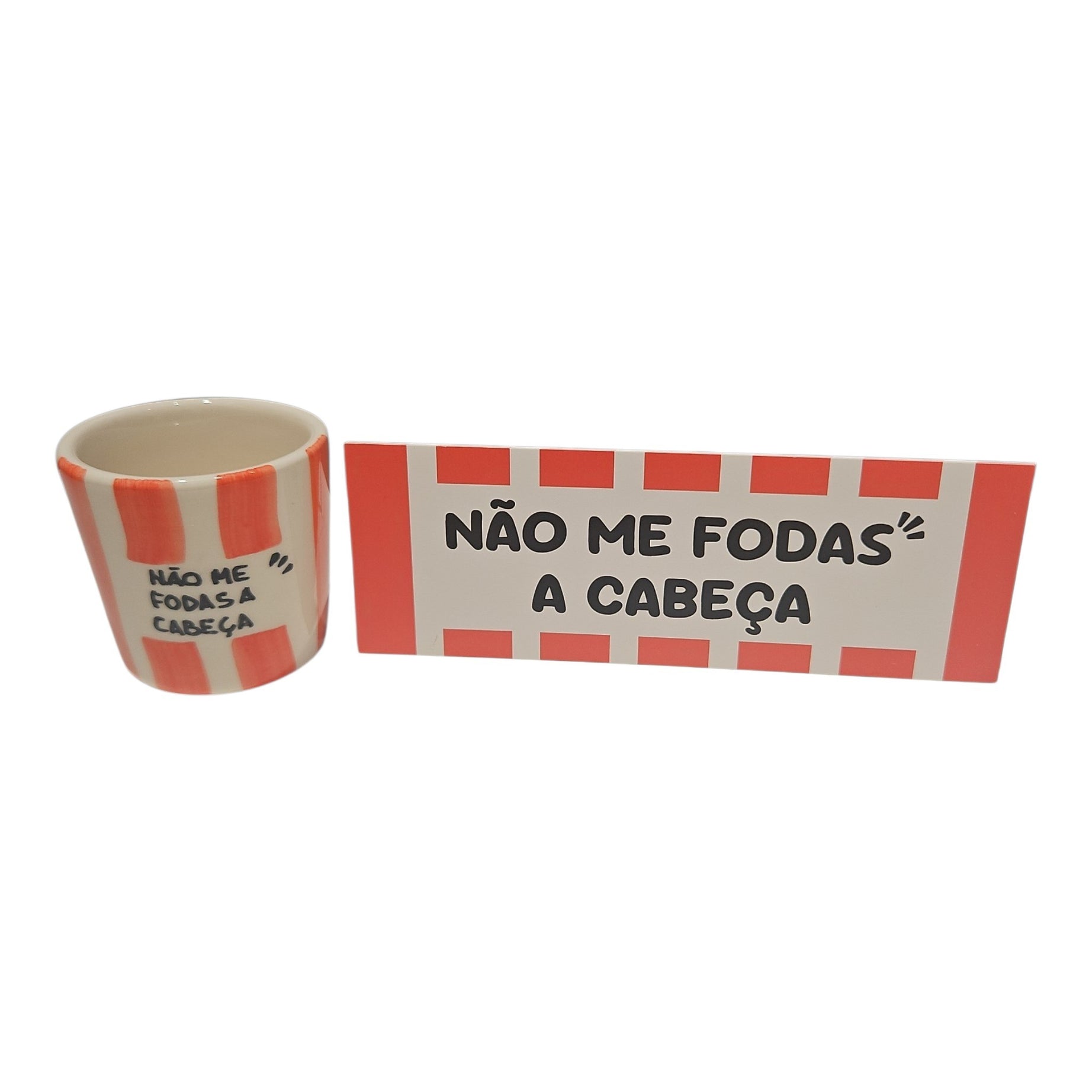 Copo Café "Não Me Fodas a Cabeça" e Marcador de Livros Listrados