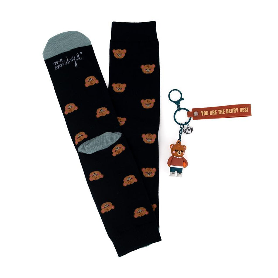 Conjunto Porta Chaves e Meias Tamanho 42-45 Urso "You are the Beary Best" Mr.Wonderful