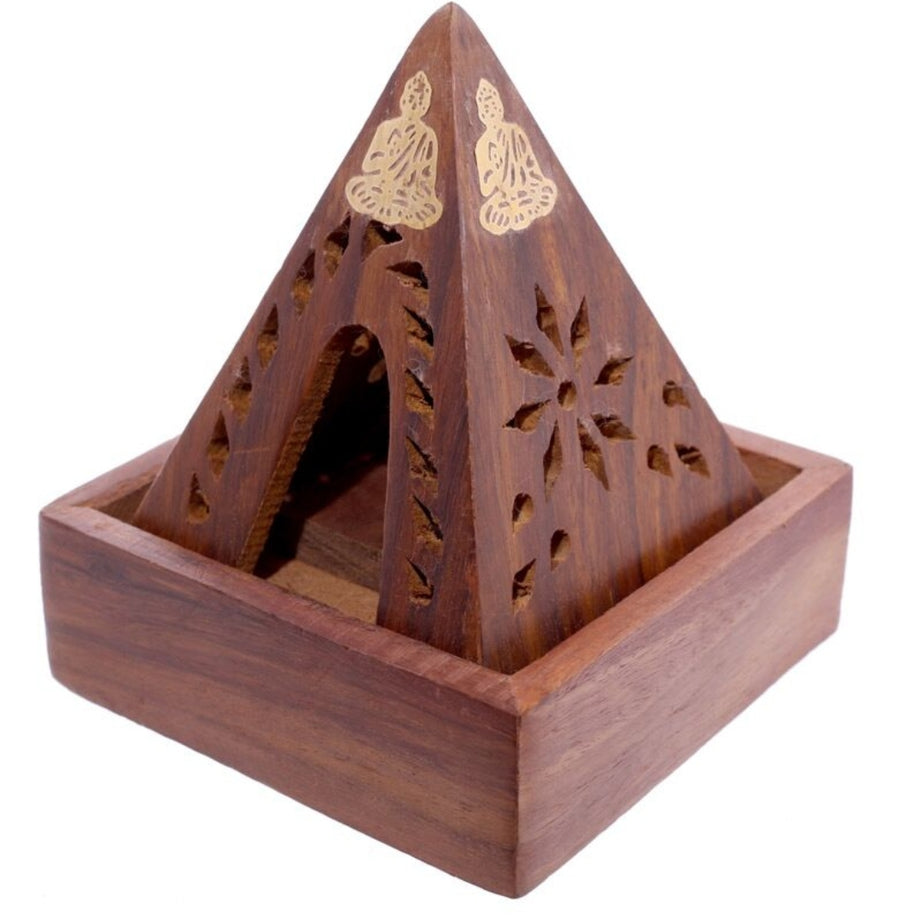 Queimador de Incenso para Cones - Pirâmide de Madeira