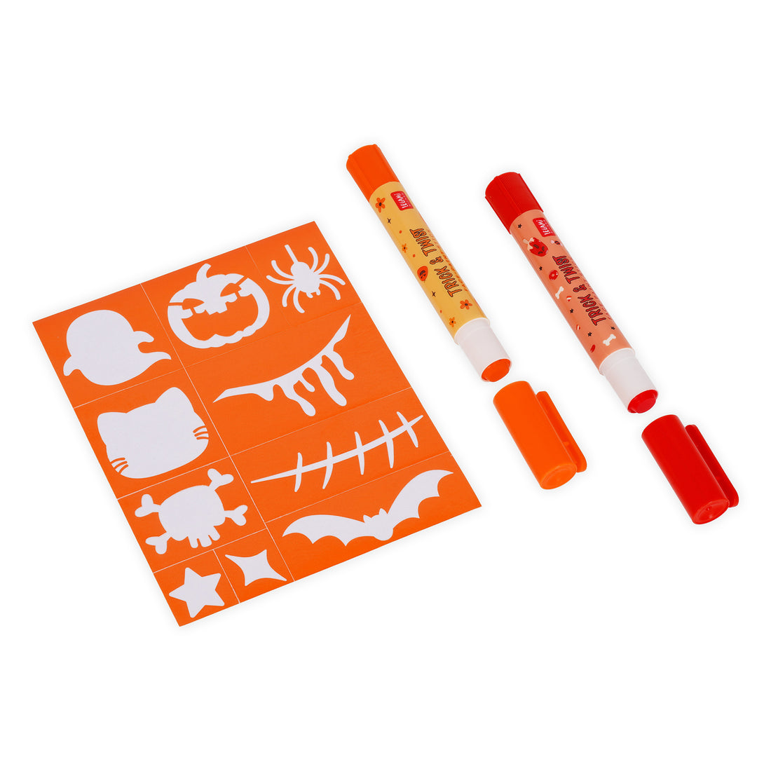 Brevemente - Conjunto de Maquilhagem com 6 Cores e Desenhos Stencils Halloween Legami