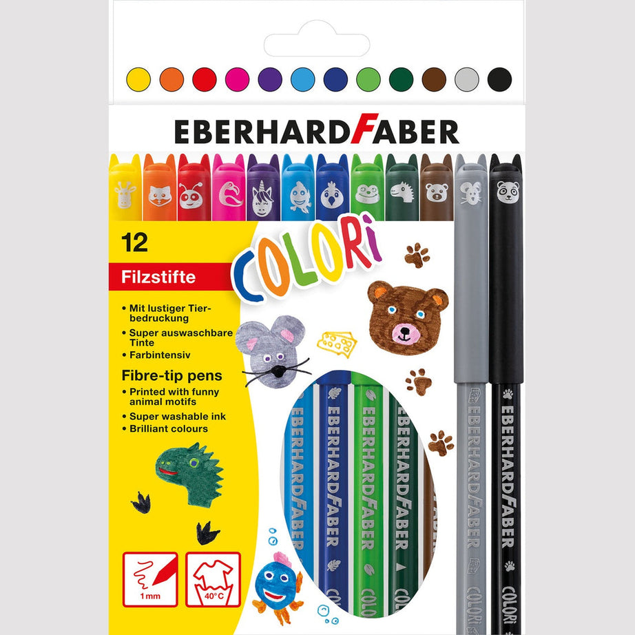 Conjunto 12 Marcadores Colorir Animais EberhardFaber