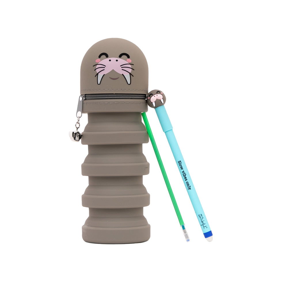 Estojo de Silicone Extensível Morsa com Caneta Apagável Morsa com Recarga Extra Mr.Wonderful