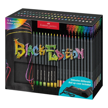 Estojo Black Edition Roll-up com 72 Lápis de Colorir Faber-Castell