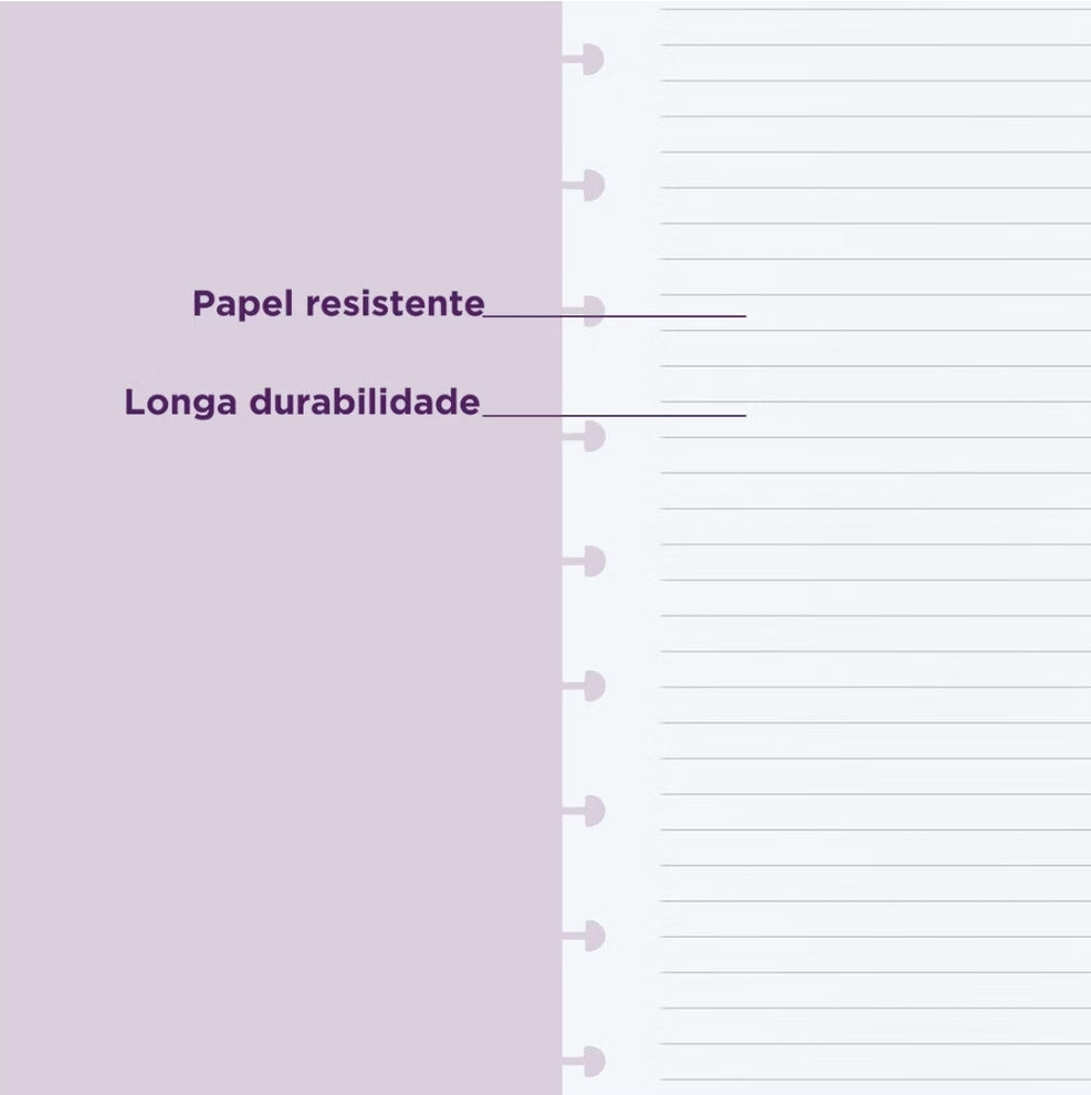 Recarga Folhas Grande Pautadas Coloridas Caderno Inteligente