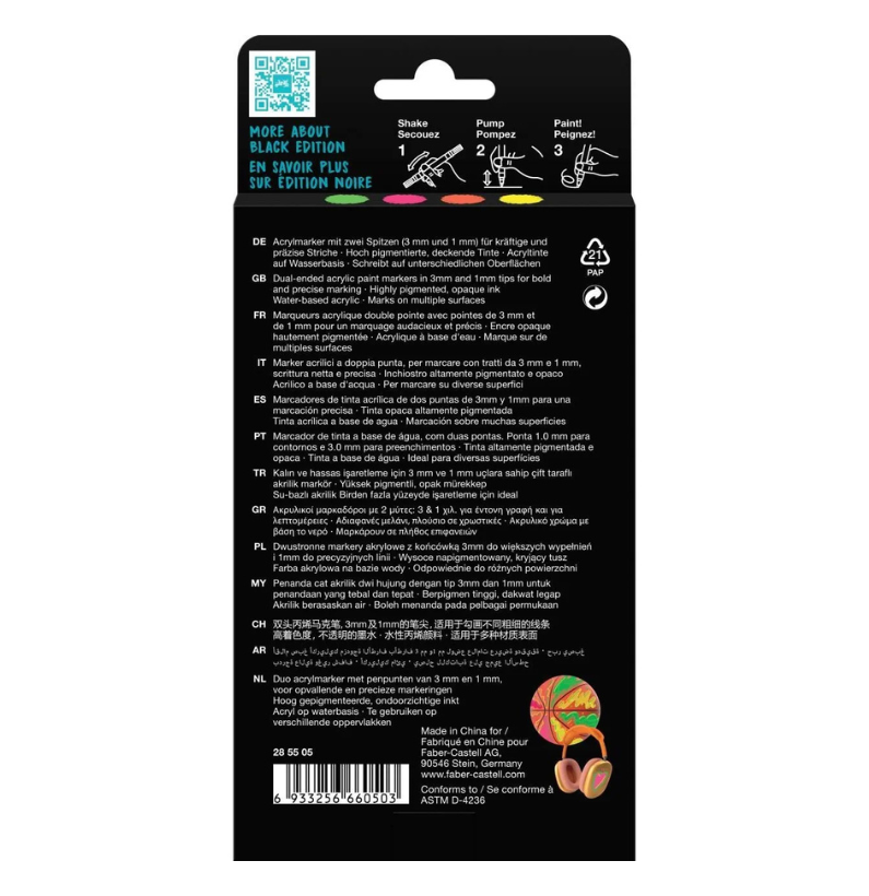 Conjunto 4 Marcadores Acrílicos Black Edition Faber-Castell